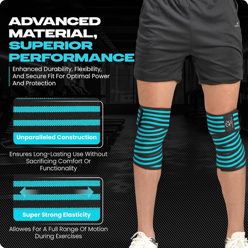 Special Essentials Store Knee Wraps for Weightlifting with Strap (2 Pack) - 72 Inches Flexible Support for Men & Women, for Powerlifting, Squats, Leg Press, and Cross Training - Image 4